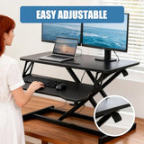 KYDEVO Standing Desk Converter, Height Adjustable Sit to Stand Riser, Dual Monitor and Laptop Workstation with Wide Keyboard Tray, Desk Lifter for Home Office KYDEVO