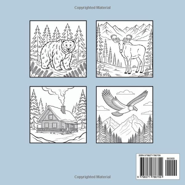 Alaska Coloring Book: A Beautiful Alaska Wildlife Coloring Book with Moose, Wolves, Fishing, and Hunting Scenes — Perfect for Kids and Adults Who Love Alaska, Nature, and Adventure Majosta