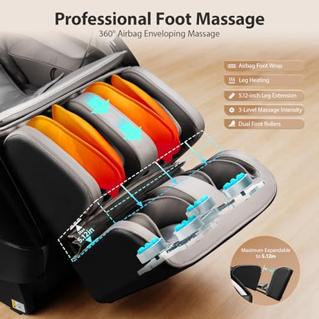 Gethope 4D Massage Chair Full Body - 53.2" Ultra Long SL-Track Massage Chair Zero Gravity Massage Recliner with Foot Roller, 10 Modes 6 Technique, 32 Airbags, 3 Core Heating, AI Voice, Yoga Stretch Gethope