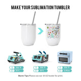 PYD Life Sublimation Wine Kids Tumblers Blanks Straight Bulk 15 OZ Glossy White with Leakproof Lid and Straw Stainless Steel for Cricut Mug Press Tumbler Heat Press 6 Pack PYD Life