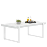 FOLUBAN White Coffee Table, Modern Rustic Wood and Metal Center Table, Rectangle Cocktail Tea Table for Living Room, 47 Inch FOLUBAN