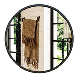 Growsun 24'' Black Round Mirror, Circle Wall Mirror for Bathroom Vanity, Entryway Living Room with Metal Frame for Home Decor Growsun
