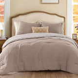 Queen Comforter Set - 7 Pieces Dark Brown Gauze Muslin Bedding Sets for All Seasons, Lightweight Breathable Bed in a Bag Queen with Revesible Farmhouse Comforter, Sheets, Pillowcases & Shams BLOOMHAVEN