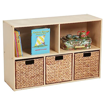 ECR4Kids Streamline 5-Compartment Storage Cabinet, 24in, Classroom Furniture, Natural - WoodArtSupply