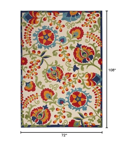 Nourison Home Aloha Indoor/Outdoor Multicolor 6' x 9' Area Rug, Easy Cleaning, Non Shedding, Bed Room, Living Room, Dining Room, Backyard, Deck, Patio (6x9) Nourison