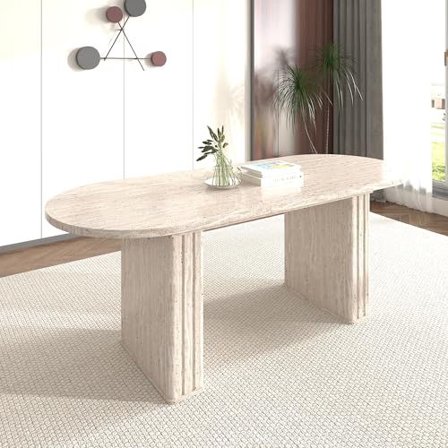 Kootlena Extendable Wood Dining Table, Large 62.99"/70.87" Oval Kitchen Dining Room Table, Expandable Farmhouse Dining Table Conference Table for Living Dining Room Home Office Kootlena