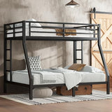 Bellemave Twin Over Full Bunk Bed for Teens, Twin Over Full Bunk Bed Frame with 2 Side Ladder and Full Length Guardrail, Easy Assemble Bunkbeds, Noise Reduced, Mattress Not Included, Black Bellemave