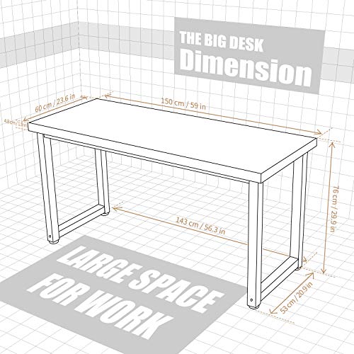 TOPSKY 59" Big Large Computer Office Desk 1.88" Thickness Desktop (Rustic Brown) TOPSKY