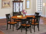 East West Furniture AVPL7-BCH-W 7 Piece Dining Room Furniture Set Consist of an Oval Kitchen Table with Butterfly Leaf and 6 Dining Chairs, 42x60 Inch, Black & Cherry East West Furniture