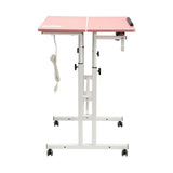 Upyouths Mobile Stand up Desk with USB Interfaces&Socket, Adjustable Standing Desk with Wheels Home Office Workstation, Sit Stand Desk Rolling Desk Laptop Cart for Standing or Sitting (Pink) Upyouths