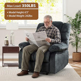 ANJ Massage Recliner Chair with Heat for Adults, Manual Recliners with Soft Fabric, Ergonomic Reclining Sofa with Overstuffed Armrests and Backrest, Single Recliner Chairs for Living Room, Dark Green