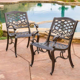 Christopher Knight Home Sarasota Outdoor Cast Aluminum Outdoor Chairs, 2-Pcs Set, Hammered Bronze Christopher Knight Home