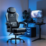 WAILOR Gaming Chair with Massage and Packet Spring Cushion,Ergonomic Gamer Chairs for Adults with Footrest 300lbs,High Back Gamer Leather Chair with Headrest and Lumbar Support WAILOR