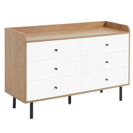 RVNRVN 6 Drawers Dresser for Bedroom, Wood Chest of Drawers TV Stand and Dresser for Kids Bedroom with Metal Handle, Modern Minimalist Closet Store Organizer for Living Room, Closet, Hallway RVNRVN