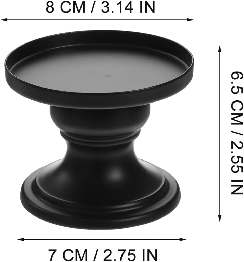 Matte Black Iron Pillar Candle Holders - Set of 2 Candlestick Holders, Metal Candle Holder for Pillar & Taper, Table Mantle Fireplace Farmhouse Home Decor Cagzzee