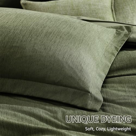 Monbix Full Size Comforter Set, Olive Green Bedding Comforter for Full Size Bed Set Reversible, Bedding Sets Full 7 Pieces, Cationic Dyeing Bed in a Bag with Comforter, Sheets, Pillowcases & Shams Monbix