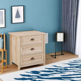 Walker Edison Hazel Modern Farmhouse 3 Drawer Framed Nightstand with Half-Moon Handles, 25 Inch, White Oak Walker Edison