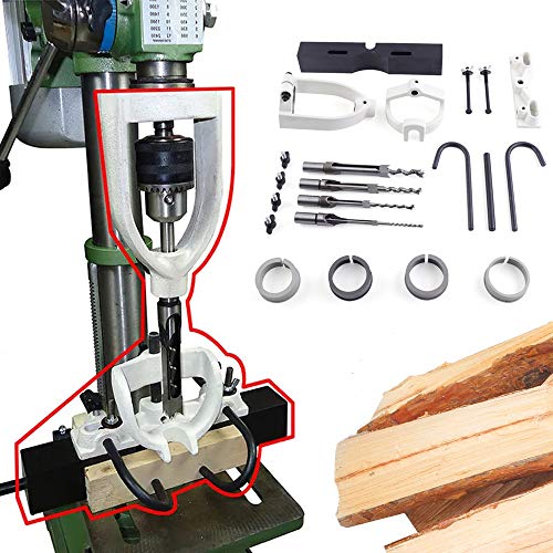 Woodworking Bench Mortiser Bench Drill Locator Set Square Hole Chisel Drilling Machine Location Tool Tenon Joint Mortising Attachment for Drill Press HaroldDol