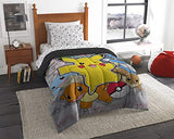Northwest Pokemon Twin Sized Bed in a Bag Set, Pikachu Squirtle Eevee Charmander, Anime Bedding for Girls Boys, Battle Squad Northwest