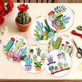 BEUNITONE Cactus Embroidery Kit for Beginners, 6PC Succulent Plant Themed Needlepoint Kits for Adults with Hoops, Threads, Needles, Instructions and Full Kits, DIY Home Decor Craft Gift for Adults