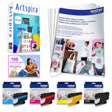 Brother SP-1 Sublimation Printer Deluxe Starter Bundle with Full Ink Set, 160 Sublimation Transfer Sheets, 56 Blanks, Tape and More