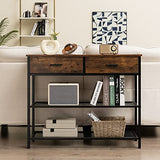 Giantex 39.5” Console Table with Storage Drawer - Entryway Table with 2 Drawers, 2-Tier Shelves, Anti-Toppling Design, Metal Frame, Sofa Side Table for Hallway, Living Room Entry Table (Brown) Giantex