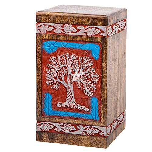 STAR INDIA CRAFT SIC Rosewood Hand Engraved Urn for Human Ashes Adult Female & Male or Pets, Peaceful Funeral Keepsake Decorative Wooden Box, Burial - WoodArtSupply