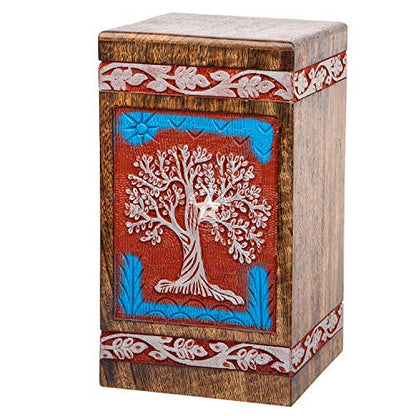 STAR INDIA CRAFT SIC Rosewood Hand Engraved Urn for Human Ashes Adult Female & Male or Pets, Peaceful Funeral Keepsake Decorative Wooden Box, Burial - WoodArtSupply