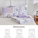 Joyreap 2 Pieces Floral Quilt Set Twin, Patchwork Purple n Pink Flowers Design, Smooth Soft Microfiber Quilt, Bedspread Bed Cover for All Season, 1 Quilt and 1 Pillow Sham- 68x86 inches Joyreap
