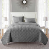 VCNY Home Twin Bed Quilt – 2-Piece Twin Comforter Alternative, Basketweave Bedspread Coverlet with Sham, All Season Bed Set (Nina, Grey Bedding) VCNY Home