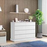 Hasuit White Dresser for Bedroom, Long Dresser with 8 Drawers, 51.5''W Wooden Dressers Chest of 8 Drawers, Large Capacity Clothing Storage Cabinet, Wide Dressers for Bedroom Living Room Entryway Hasuit