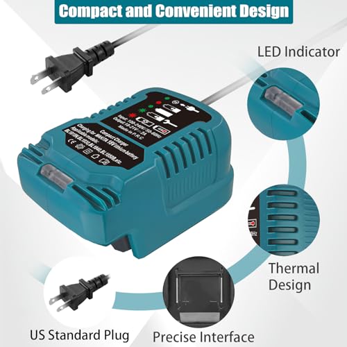 JJXNDO DC18RC 18 Volt Lithium Battery Charger Replacement for Makita 18V Lithium-Ion Battery BL1850 BL1840B BL1820 BL1815 BL1860 BL1430 BL1450 BL1830 Mini Compact Charger(Not for 14.4V) - WoodArtSupply