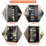 JAORD Lockable Garage Storage Cabinet with 5 Adjustable Shelves, 71" H Black Metal Storage Cabinet with 2 Pegboard Doos for Garage, Home, Assembly Required, Black JAORD
