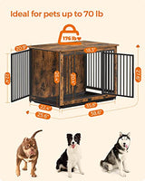 Feandrea Dog Crate Furniture, 38 Inches Dog Kennel for Dogs up to 70 lb, with Removable Tray, Heavy-Duty Dog Cage End Table, Double Doors Dog House, Rustic Brown UPFC013X01 Feandrea