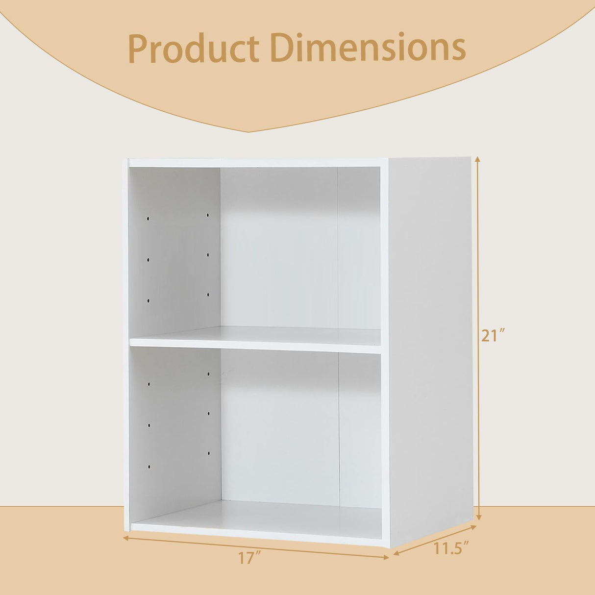 Tangkula 2-Tier Bookshelf, Open Shelf Bookcase with 7-Position Adjustable Shelf, Multifunctional Wooden Cubby Storage Display Shelf for Home Office Study Living Room (White, 1) Tangkula