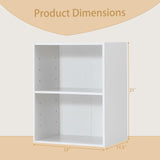 Tangkula 2-Tier Bookshelf, Open Shelf Bookcase with 7-Position Adjustable Shelf, Multifunctional Wooden Cubby Storage Display Shelf for Home Office Study Living Room (White, 1) Tangkula