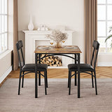 GAOMON Dining Table Set for 2, Kitchen Table and Chairs for 2 with Upholstered Chairs, 3 Piece Dining Room Table Set, Square Kitchen Table Set for Small Space, Apartment, Studio, Rustic Brown GAOMON
