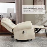 Montary Heavy Duty Manual Lift Recliner Chair with Heat Massage, Adjustable Footrest, Rocker & Swivel, Lay Flat Function in Breathable Leather Reclining Sofa Chair (White) Montary