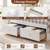 Giantex Full Size Bed Frame with Storage Drawers, Wood Platform Bed with Headboard, Solid Mattress Foundation w/Wooden Slat Support & Enclosed Base, No Box Spring Needed (White, Full) Giantex
