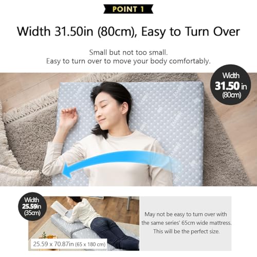 EMOOR Luxe Tri-Fold Compact Mattress (71 x 32 in) Gray, Urethane Removable Cover Outdoor Camping Portable Guest Handles Japanese Futon Mattress Tatami EMOOR