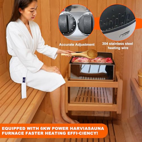 Outdoor Barrel Steam Sauna, 3-4 Person Canadian Red ceda Wood Sauna Room, 4.5KWHarvia Electric Heater, Asphalt Shingle Roof TaTalife
