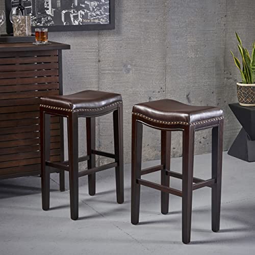 Christopher Knight Home Avondale Backless Bar Stools,12"D x 18.13"W x 30"H, 2-Pcs Set, Brown - WoodArtSupply