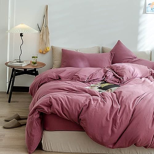 AMWAN Bedding Sets, 3Pcs Jersey Knit Cotton Duvet Cover Twin XL, Purple, Modern Style AMWAN