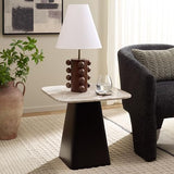 SAFAVIEH Home Collection – Tecia Marble Side Table, Brown & White Marble Top, Black Metal Pedestal Base, Accent Table for Living Room or Bedroom, Modern Style (ACC2919A) SAFAVIEH