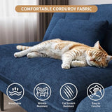NEDYO 70 inch Convertible Futon Sofa Bed, Velvet Sleeper Sofa with Adjustable Backrest, Thick Fill and Convertible Modules, 4 in 1 Loveseat Couch for Living Room, Blue NEDYO