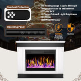 23“ Electric Fireplace Insert, 1500W/1000W Electric Fireplace Heater for Indoor Use with 12 Colors Adjustable Flame, Fireplace Stove for Home Office, Fake Fireplace with Remote Control CUOZOVA