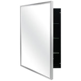 FOMAYKO Modern Medicine Cabinet Mirror Storage for Bathroom Bedroom Surface/Recessed Mount with 3 Shelves (16"x26", Brushed Silver) FOMAYKO