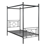 Pemberly Row Metal Twin Canopy Platform Bed in Black Pemberly Row