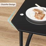 GAOMON Dining Table Set for 4, Glass Top Rectangular Kitchen Table and Upholstered Chairs for 4, 5 Piece Dining Room Table Set with Chamfer Design, for Kitchen Room, Home, Apartment GAOMON