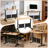 GVGBUK 48 Inch Adjustable Height Workbench, 1500 LBS Capacity Garage Work Table with Power Outlets, USB Ports & Pegboard, Solid Wood Top Work Bench for Workshop, Office, Garage GVGBUK